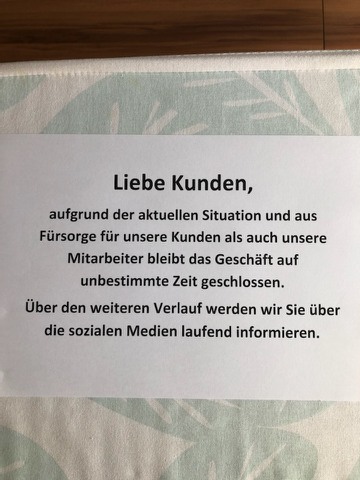 Unser Geschäft bleibt vorübergehend geschlossen